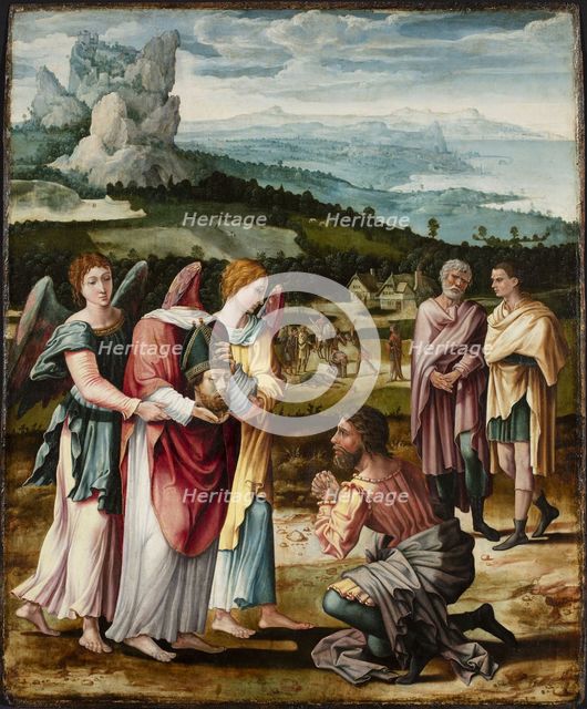Saint Dionysius as a Cephalophore (head-carrier). Altarpiece of the church of Saint-Denis... c1533. Creator: Lambert Lombard.