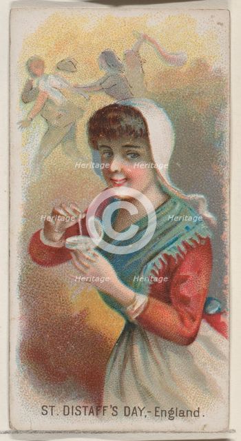 Saint Distaff's Day, England, from the Holidays series (N80) for Duke brand cigarettes, 1890., 1890. Creator: George S. Harris & Sons.