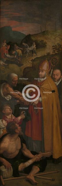 Saint Eligius helps the crippled and buries the dead, c1588. Creator: Ambrosius Francken I.