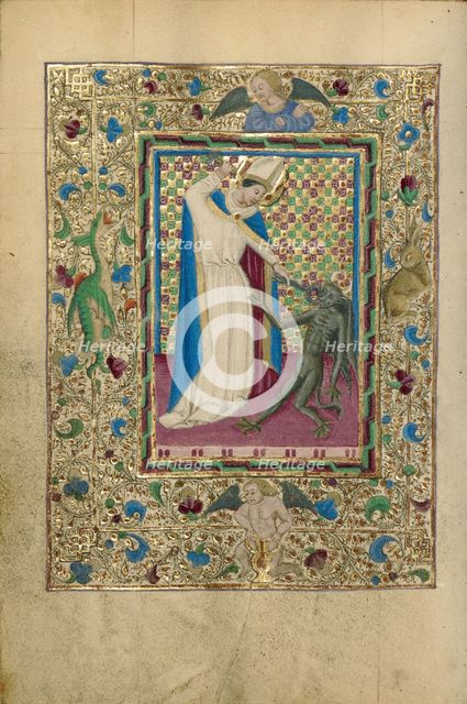Saint Eligius Overpowering a Devil; Book of Hours, about 1460. Creator: Unknown.