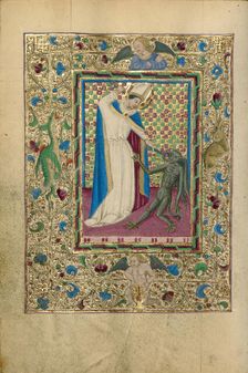 Saint Eligius Overpowering a Devil; Book of Hours, about 1460. Creator: Unknown