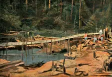 Saint-Elie. Le Schluss (Rigole Pour L'Or) (The Sluice, Prospecting for Gold), 1900. Creator: Unknown