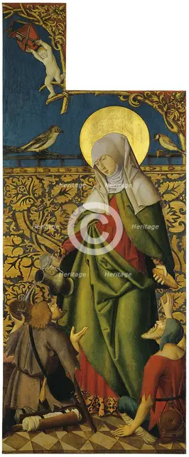 Saint Elisabeth offering bread and Wine to two Beggars (Exterior right wing), 1515. Creator: Anon.