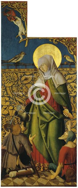 Saint Elisabeth offering bread and Wine to two Beggars (Exterior right wing), 1515. Creator: Anon.