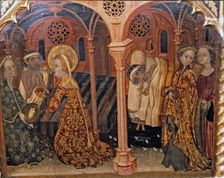 Saint Elisabeth helping the ill table in the altarpiece of Saint Bartholomew and Saint Elisabet…