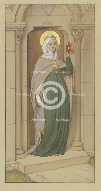 Saint Elizabeth, modeled after the 15th-century wooden statue in St. Elizabeth's Church..., 1864. Creator: Eduard von Steinle.