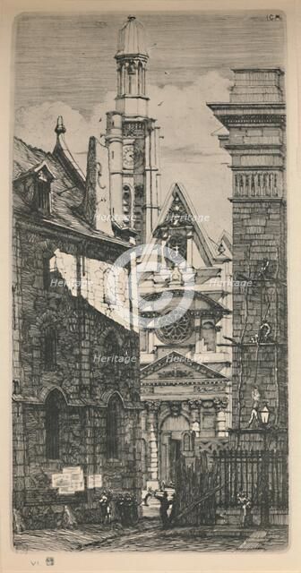 'Saint-Etienne-Du-Mont (5th State, 9 3/4 x 5 1/8 Inches)', 1852, (1927). Artist: Charles Meryon.