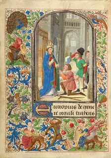 Saint Eutrope Healing a Person; Prayer Book of Charles the Bold, 1469. Creator: Lieven van Lathem