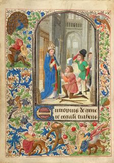 Saint Eutrope Healing a Person; Prayer Book of Charles the Bold, 1469. Creator: Lieven van Lathem