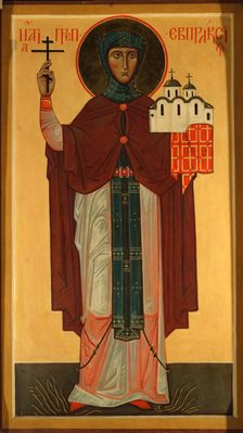 Saint Eupraxia, Princess of Pskov. Artist: Russian icon