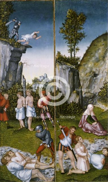 Saint Felicitas at the martyrdom of her seven sons. Artist: Cranach, Lucas, the Elder (1472-1553)