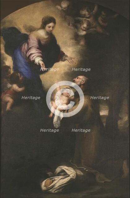 Saint Felix of Cantalice with the Christ Child before the Virgin , 1668-1669. Creator: Murillo, Bartolomé Estebàn (1617-1682).