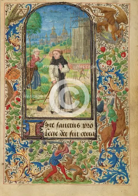 Saint Fiacre and Houpdée; Prayer Book of Charles the Bold, 1469. Creator: Lieven van Lathem.