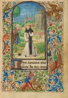 Saint Fiacre and Houpdée; Prayer Book of Charles the Bold, 1469. Creator: Lieven van Lathem