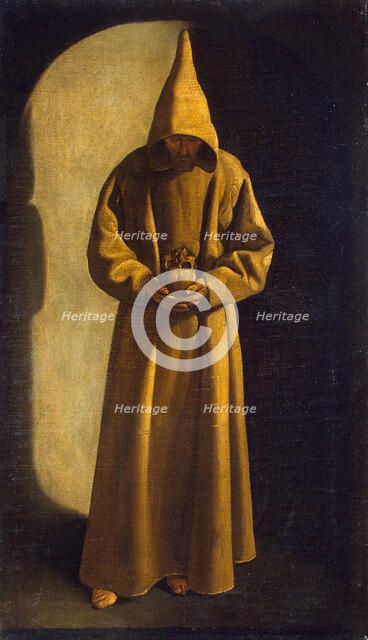 Saint Francis with a Skull in his Hands, c.1630. Artist: Zurbarán, Francisco de, (School)  