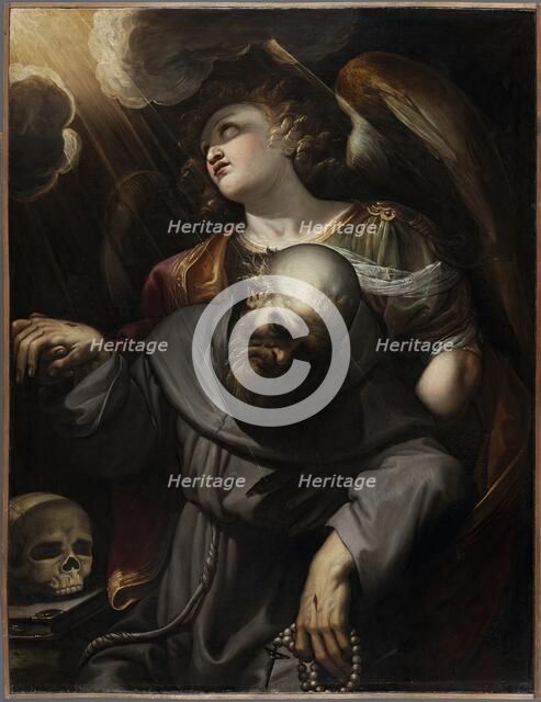 Saint Francis with the Stigmata, held up by an Angel, 1610. Creator: Ferrau Fenzoni.