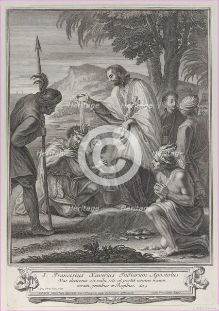 Saint Francis Xavier baptizing the Indians, 1714-74. Creator: Anon.