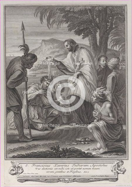 Saint Francis Xavier baptizing the Indians, 1714-74. Creator: Anon.