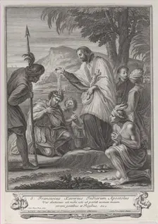 Saint Francis Xavier baptizing the Indians, 1714-74. Creator: Anon