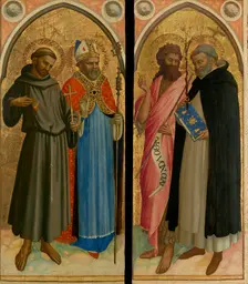 Saint Francis and a Bishop Saint, Saint John the Baptist and Saint Dominic, late 1420s. Creator: Fra Angelico