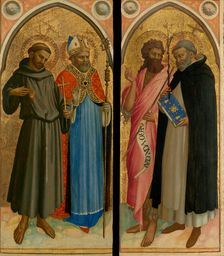 Saint Francis and a Bishop Saint, Saint John the Baptist and Saint Dominic, late 1420s. Creator: Fra Angelico