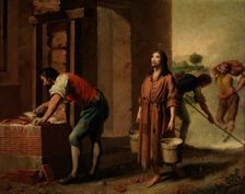 Saint Francis Building the Church of San Damiano, c1787. Creator: Zacarias Gonzalez Velazquez