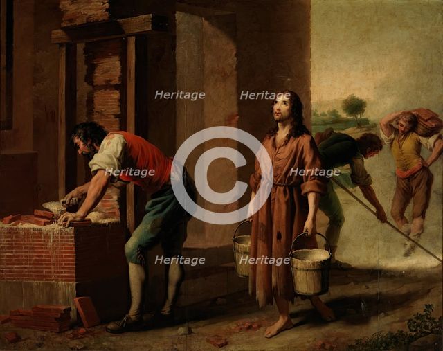 Saint Francis Building the Church of San Damiano, c1787. Creator: Zacarias Gonzalez Velazquez.