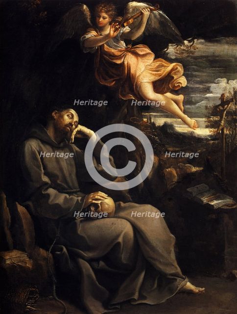 Saint Francis Consoled by the Musical Angel, 1606-1607. Creator: Reni, Guido (1575-1642).