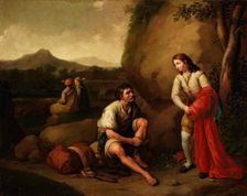 Saint Francis Giving His Cloak to a Poor Man, c1787. Creator: Zacarias Gonzalez Velazquez