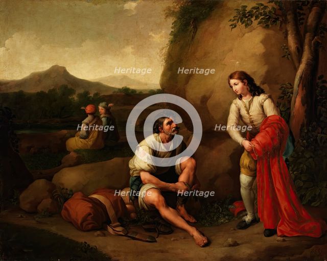 Saint Francis Giving His Cloak to a Poor Man, c1787. Creator: Zacarias Gonzalez Velazquez.