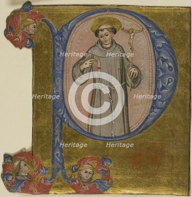 Saint Francis in a Historiated Initial "P", 1375/99. Creator: Unknown.