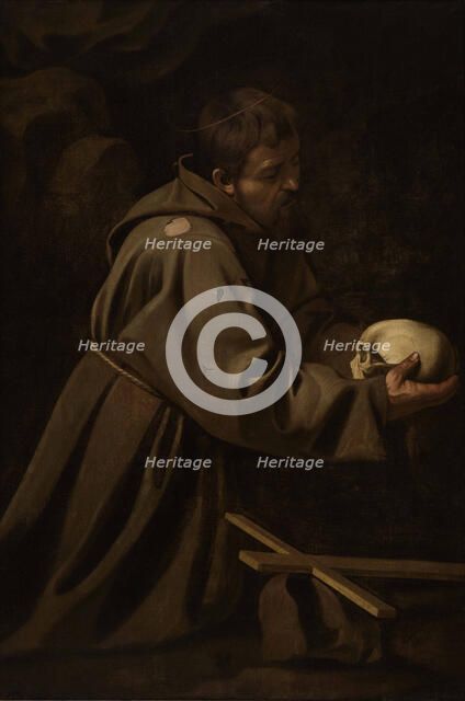 Saint Francis in Meditation, ca 1606. Creator: Caravaggio, Michelangelo (1571-1610).