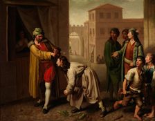 Saint Francis mistreated by his father, c1787. Creator: Zacarias Gonzalez Velazquez