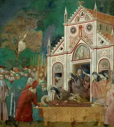 Saint Francis Mourned by Saint Clare (from Legend of Saint Francis), 1295-1300. Creator: Giotto di Bondone (1266-1377)