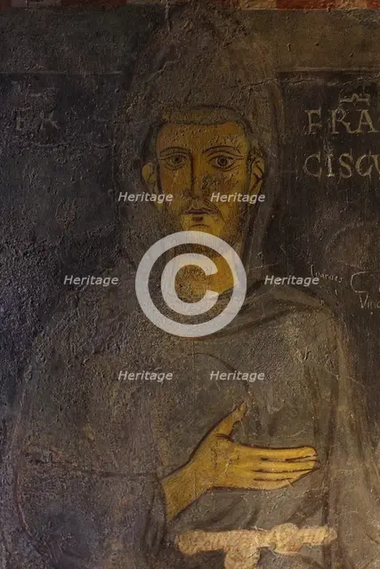 Saint Francis of Assisi (Detail of his oldest portrait), 13th century. Artist: Anonymous  