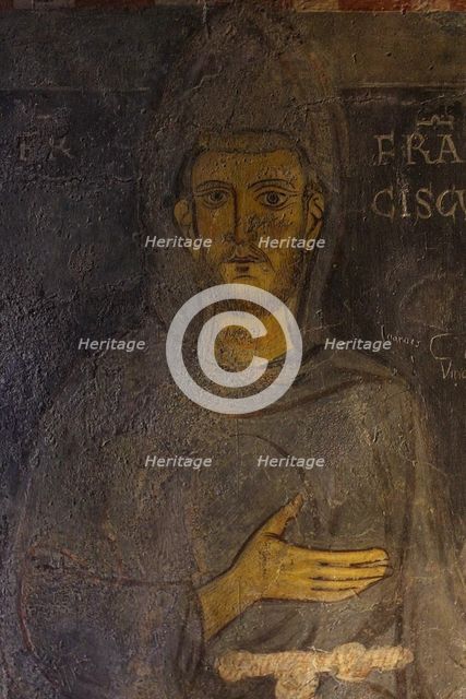 Saint Francis of Assisi (Detail of his oldest portrait), 13th century. Artist: Anonymous  