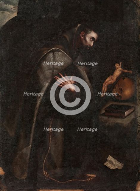 Saint Francis of Assisi kneeling in meditation, 1664. Creator: Mariana de la Cueva Benavides y Barradas.