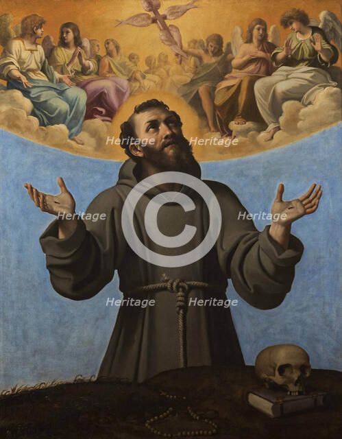 Saint Francis of Assisi in glory, End of 16th century. Creator: Carracci, Agostino (1557-1602).
