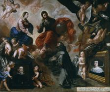 Saint Francis of Assisi in the Porziuncola with the Donors Antonio Contreras and María..., 1659. Creator: Francisco Caro