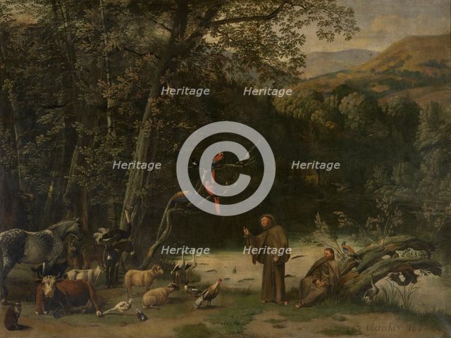 Saint Francis of Assisi Preaching to the Animals, 1666. Creator: Jan Siberechts.