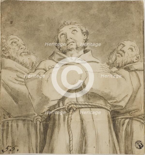Saint Francis of Assisi, with two Monks of his Order, after 1611/12. Creator: Unknown.