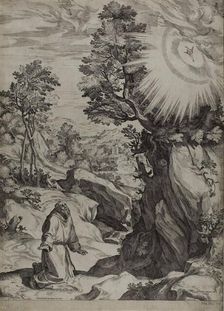 Saint Francis Penitent in a Large Landscape, 1575. Creator: Cornelis Cort