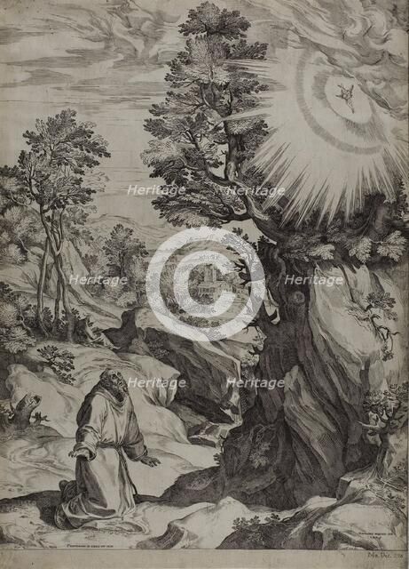 Saint Francis Penitent in a Large Landscape, 1575. Creator: Cornelis Cort.