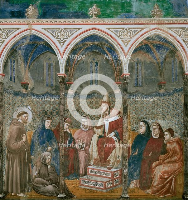Saint Francis Preaching before Honorius III (from Legend of Saint Francis), 1295-1300. Creator: Giotto di Bondone (1266-1377).