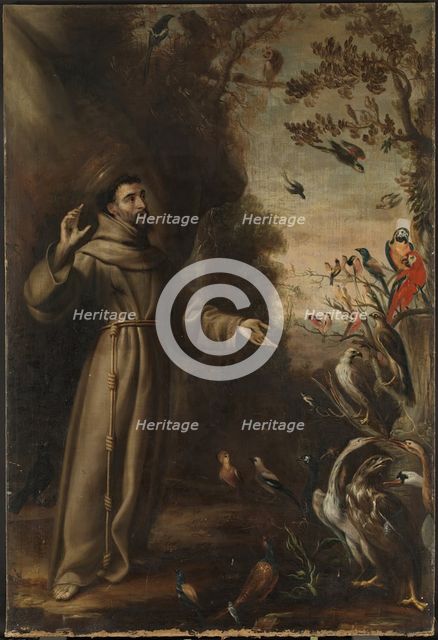 Saint Francis preaching to the birds, 1646. Creator: Juan Carreno de Miranda.