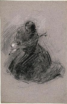 Saint Francis (recto); Two Figures (verso), 1847/75. Creator: Jean-Baptiste Carpeaux