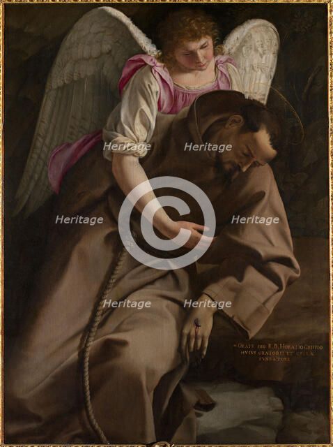Saint Francis supported by an Angel, 1610-1612. Creator: Gentileschi; Orazio (1563-1638).