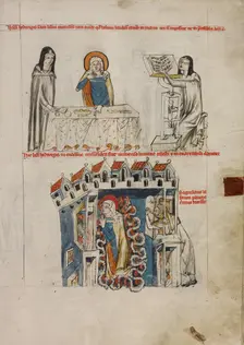 Saint Hedwig Listening to a Reading: Saint Hedwig Praying; Vita beatae Hedwigis, 1353. Creator: Unknown