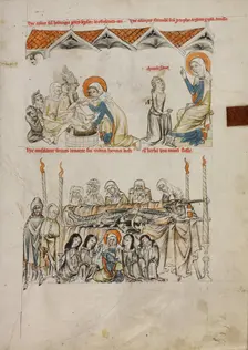 Saint Hedwig Washing the Feet of Lepers: The Burial of Saint Hedwig's Husband Heinrich, 1353. Creator: Unknown