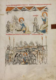 Saint Hedwig Washing the Feet of Lepers: The Burial of Saint Hedwig's Husband Heinrich, 1353. Creator: Unknown
